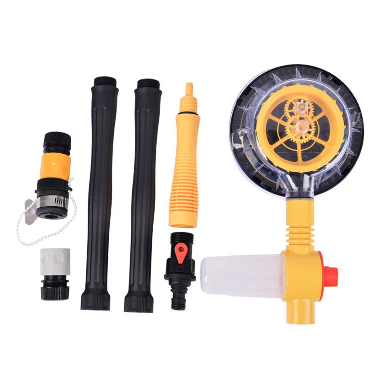 Auto Rotating Car Wash Brush Kit - 360° Spin Long Handle Pressure Washer Mop with Hose Nozzle for Cars/Rv/Truck/Yard/Garden Mop