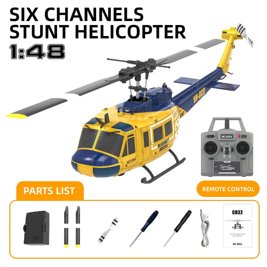 C032 Uh-1 Huey Simulation 3D Six Way Aileron Free Reverse Flying Stunt Helicopter Electric Remote-Controlled Aircraft Model Toy