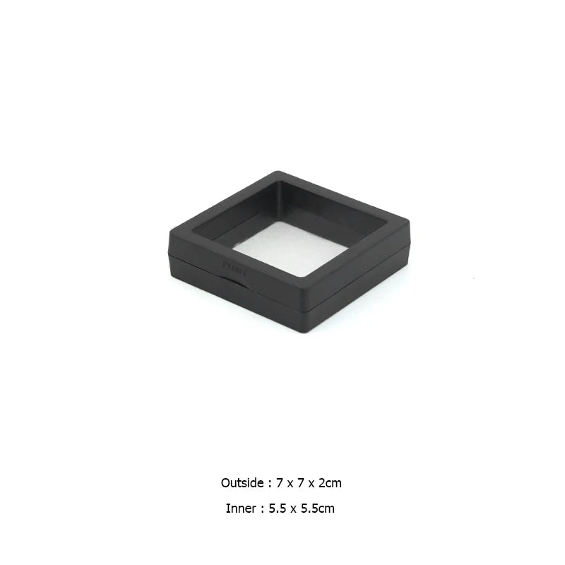 PE Film Jewelry Storage Box 3D Packaging Case Gemstone Free Stand Floating Frame Membrane Ring Earrings Necklace Display Holder