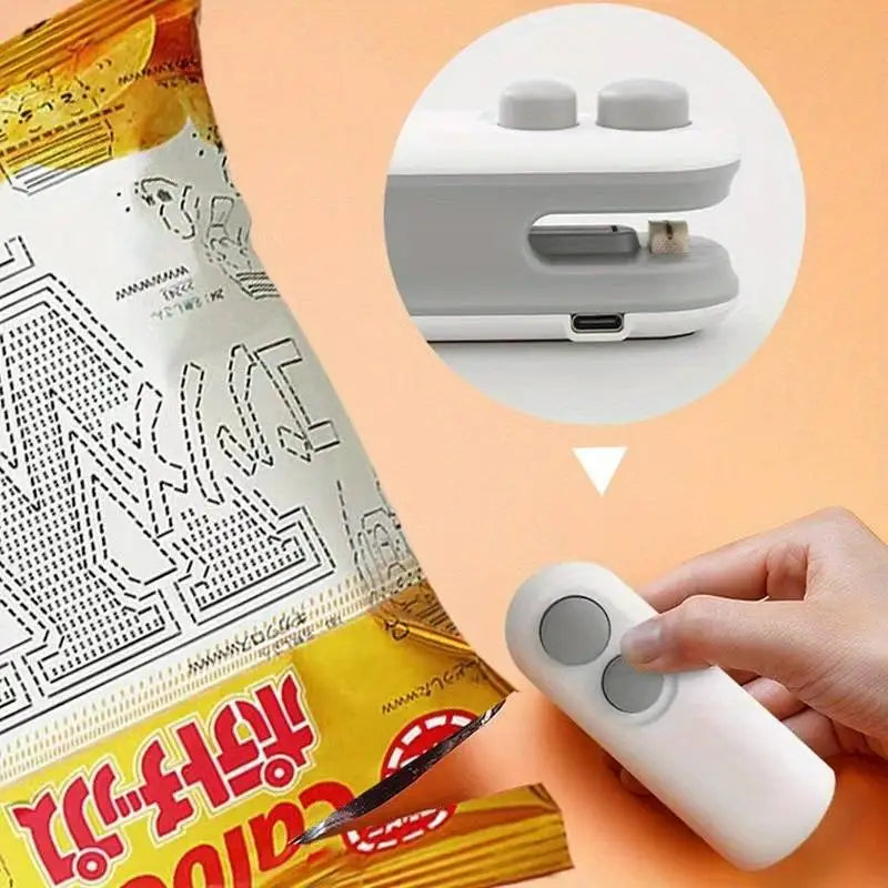 2-in-1 Portable Mini Heat Sealer – Rechargeable Bag Sealer & Cutter for Snacks and Food Storage (Type-C Charging)