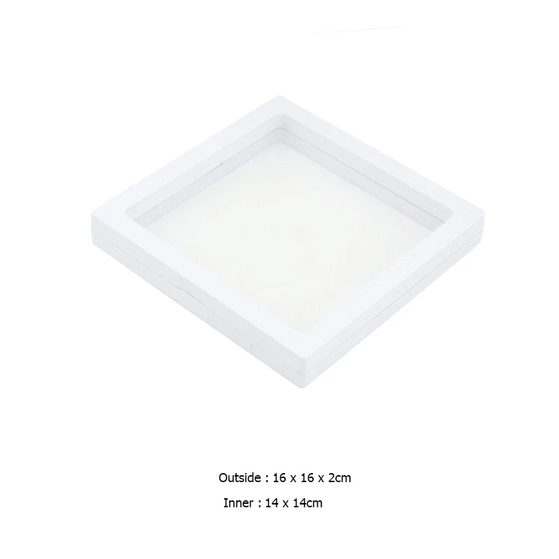 PE Film Jewelry Storage Box 3D Packaging Case Gemstone Free Stand Floating Frame Membrane Ring Earrings Necklace Display Holder