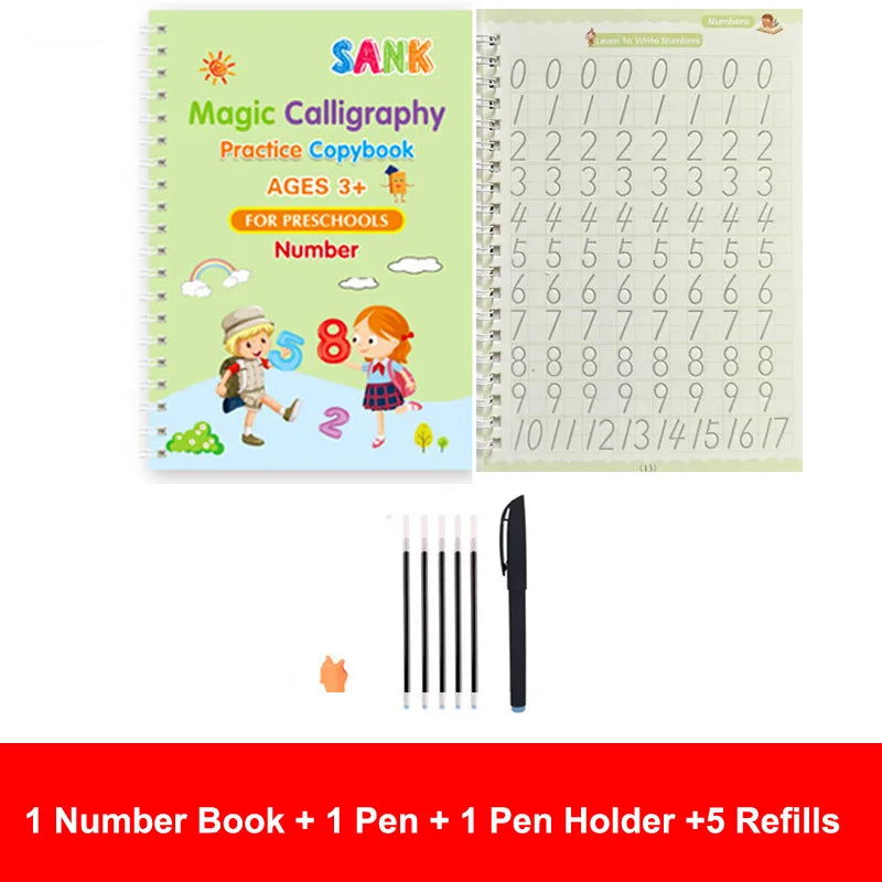 Sank Magic Reusable Calligraphy Practice Book – English Edition for Kids (Preschool to Early Learning)