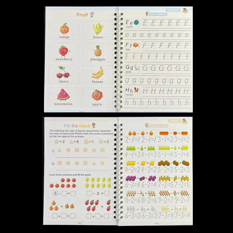 Sank Magic Reusable Calligraphy Practice Book – English Edition for Kids (Preschool to Early Learning)