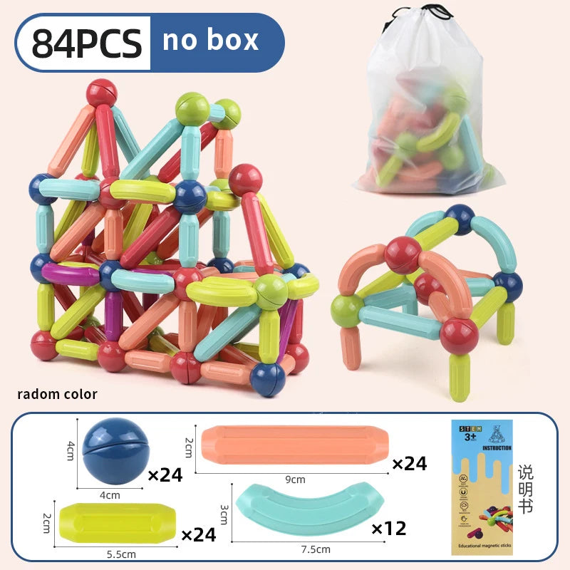 Magnetic Constructor Blocks Set Toys for Kids Magnet Stick Rod Building Blocks Montessori Educational Toys for Children Boy Girl