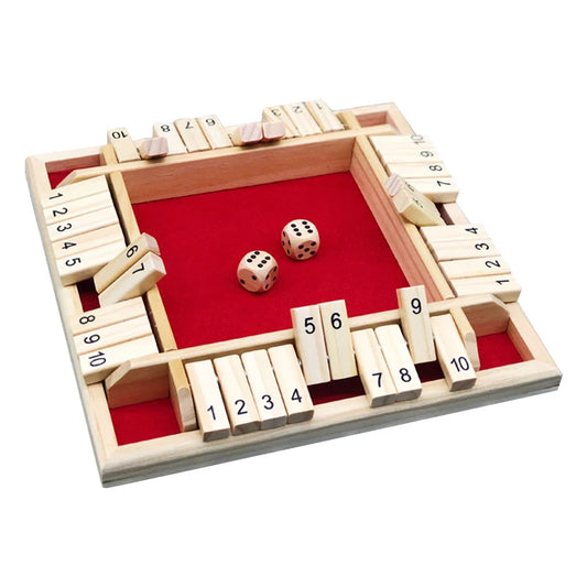 Arithmetic Dice Board Game Four-Sided Flip Card Games Box Dice Toys Wooden Flaps Dices 4 Players Party Number Game Board Games