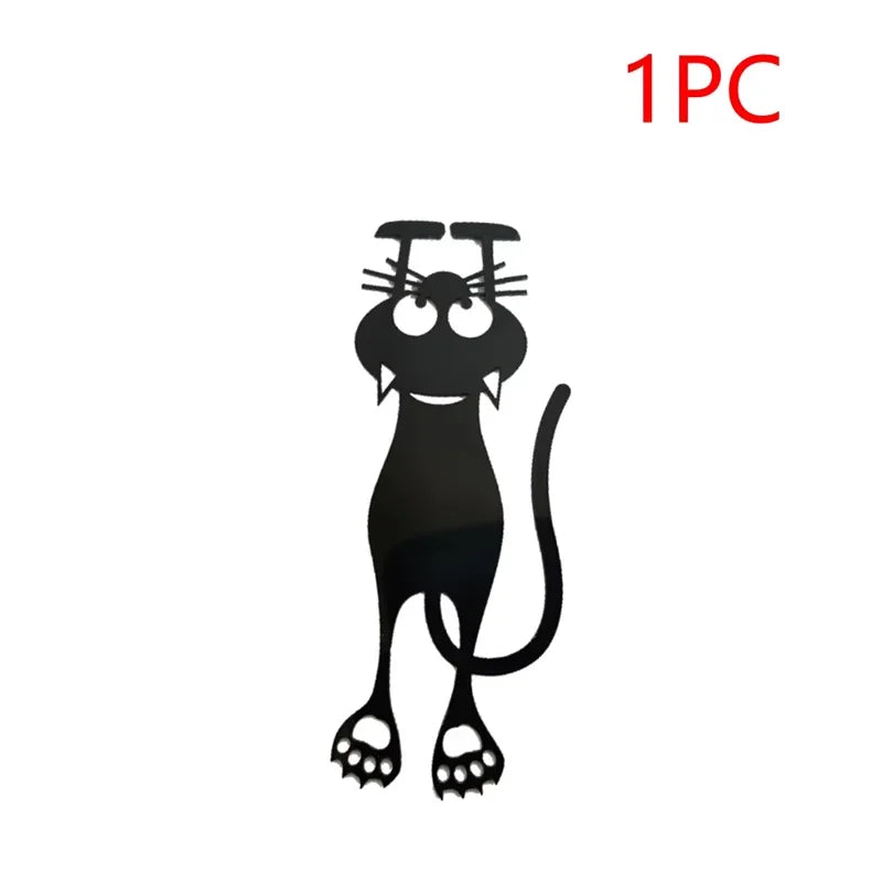 1-5PCS Creative Stationery Kawaii Black Cat Bookmarks for Books 3D Plastic Stereo Animal Book Mark for Student Teacher'S Gifts