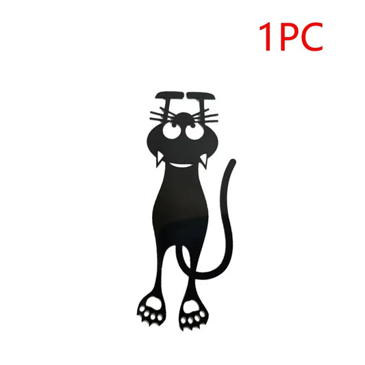 1-5PCS Creative Stationery Kawaii Black Cat Bookmarks for Books 3D Plastic Stereo Animal Book Mark for Student Teacher'S Gifts