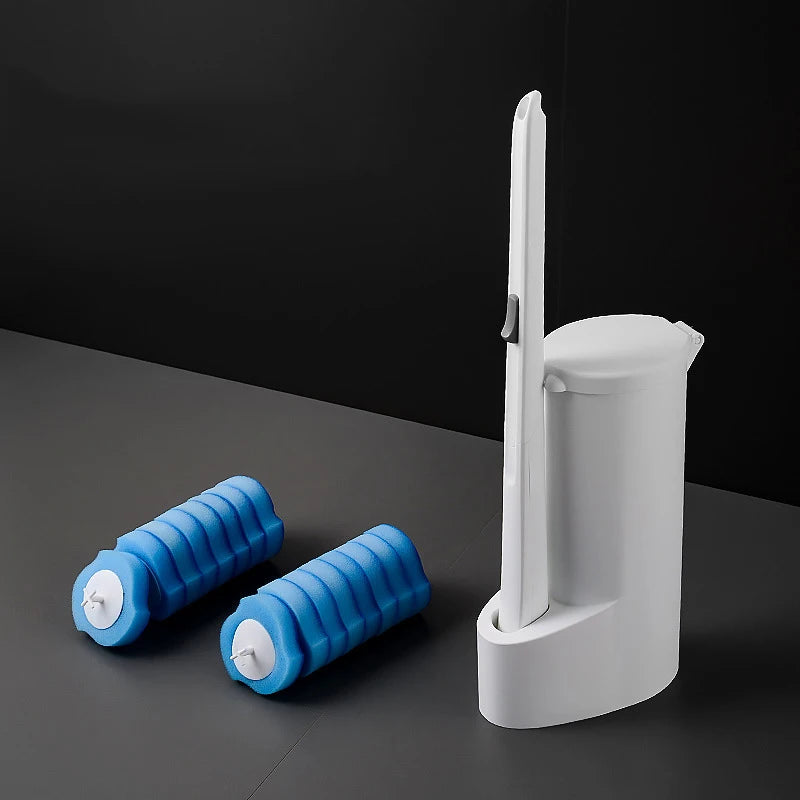 Disposable Toilet Brush Cleaner with Long Handle Bathroom Cleaning Brush with Replaceable Brush Head Toilet Bathroom Accessories