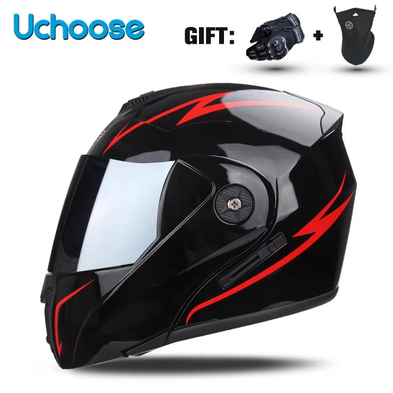 DOT Certification  Motorcycle Helmet Double Lens Cross Section Helmet Safety Modular Flip Helm Unisex Helmet with Visor