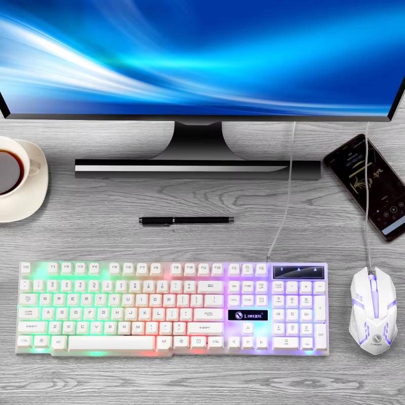 GTX300 USB Wired Gaming Keyboard & Mouse Combo – Rainbow LED Backlit, 104 Keys, 1600 DPI Mouse for Windows PC & Laptop