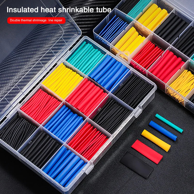 127-800Pcs Heat Shrink Tube Thermoresistant Heat-Shrink Tubing Wrapping Kit Electrical Connection Wire Cable Insulation Sleeving