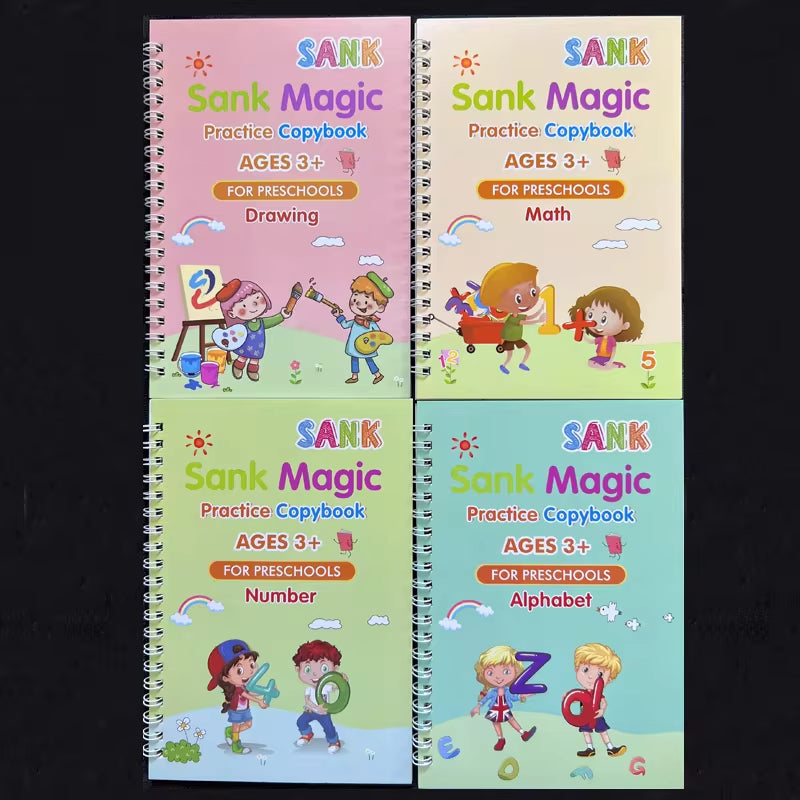 Sank Magic Reusable Calligraphy Practice Book – English Edition for Kids (Preschool to Early Learning)