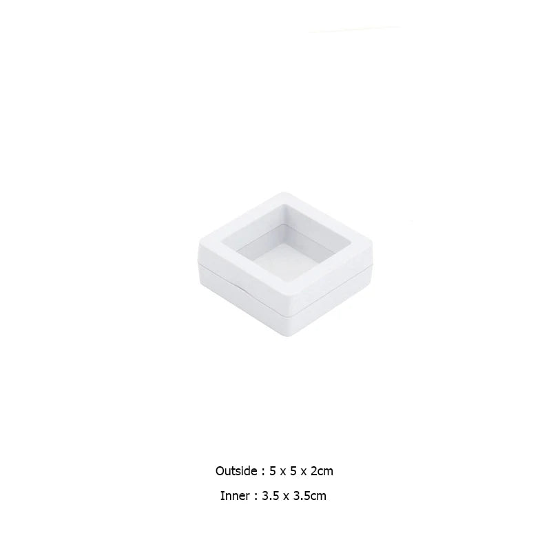 PE Film Jewelry Storage Box 3D Packaging Case Gemstone Free Stand Floating Frame Membrane Ring Earrings Necklace Display Holder