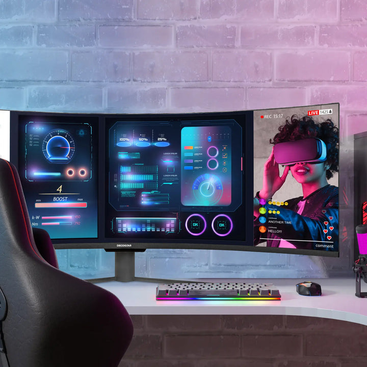 Deco Gear 49" UltraWide Monitor for Multitasking, Gaming & Immersive Entertainment